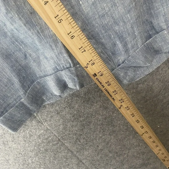 Magic Linen Crop Pants Womens Sz M Blue 100% Linen Pockets Button Close Elastic - Picture 8 of 8